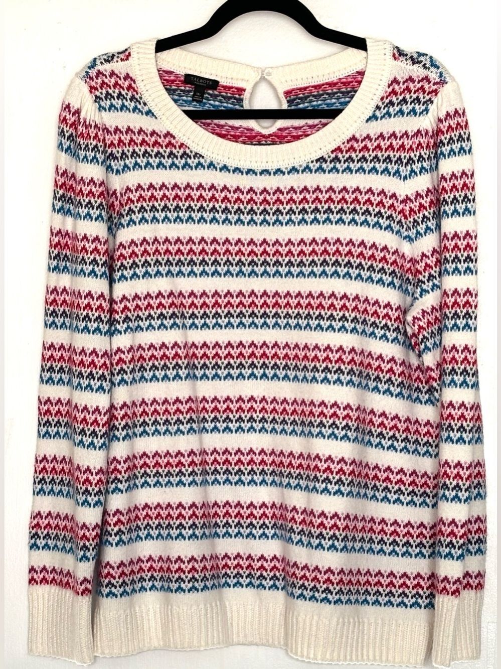 Talbots Crewneck Sweater Wave Jacquard Size 1XP - Picture 2 of 5
